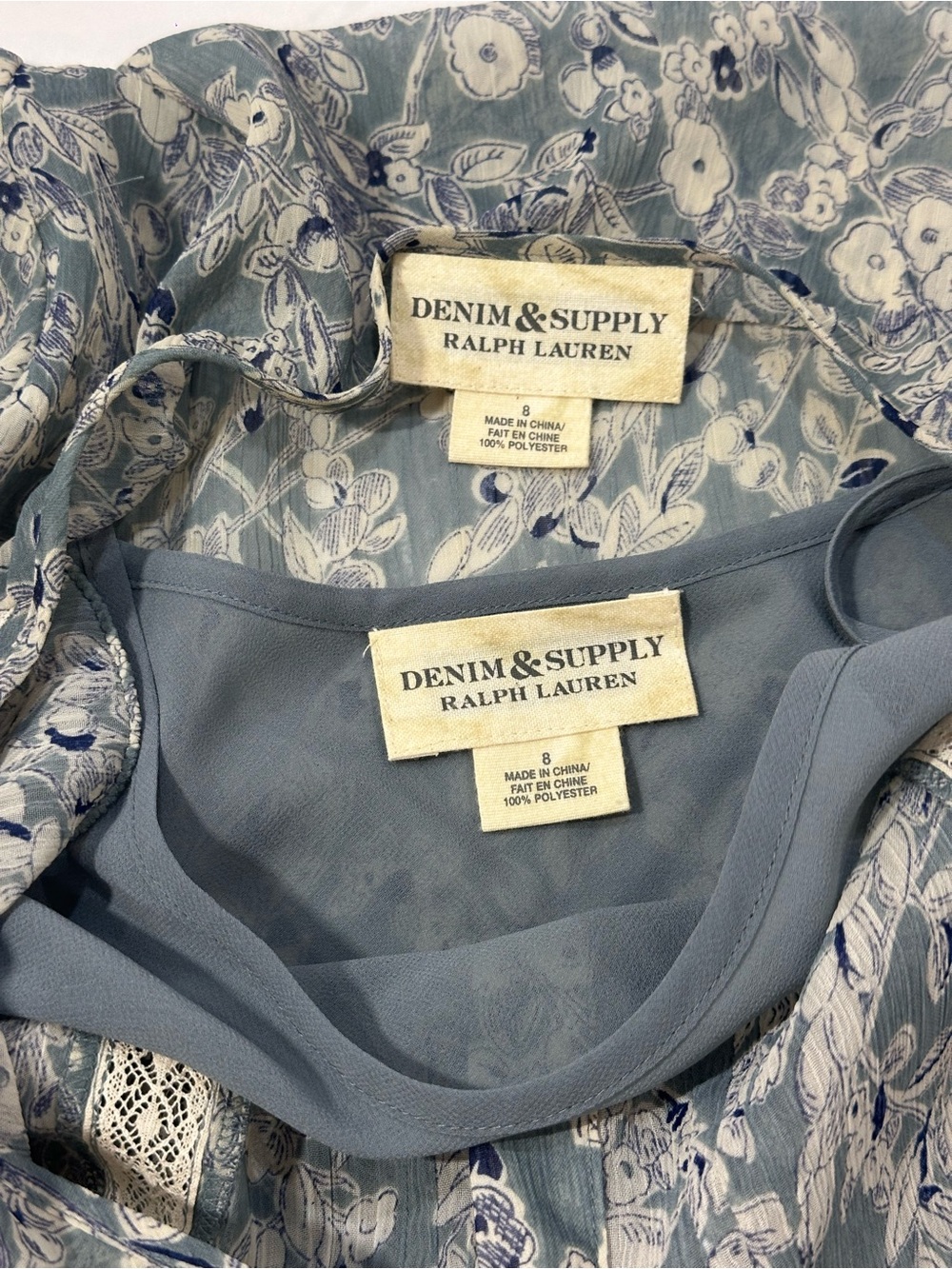 RALPH LAUREN DENIM & SUPPLY Floral Lace Blue Bias Cut Cottagecore Dress Size 8 - Picture 8 of 12
